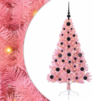 vidaXL Künstlicher vorbeleuchteter Weihnachtsbaum Rosa 120 cm PVC 3397051