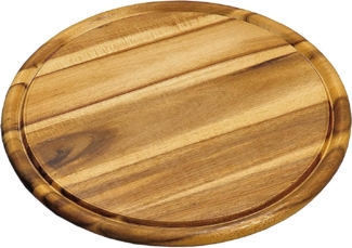 KESPER - Fleischteller mit Saftrille - Frühstücksbrettchen Essbrett - Akazienholz - rund 30 cm ø
