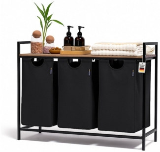 Roxlin Wäschekorb Wäschekorb 3 Fächer – Wäschesammler mit Deckel & Ablage