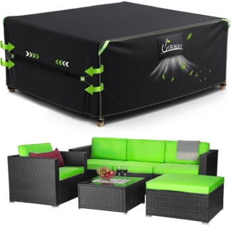 UIRWAY Gartenmöbel Abdeckung 200x200x90cm Wasserdicht Oxford Gewebe