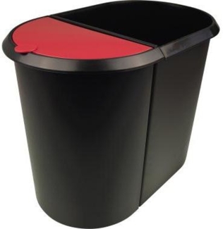 Helit 'Duo-System' Papierkorb, Kunststoff, 29 (20 + 9) Liter, Rot / Schwarz