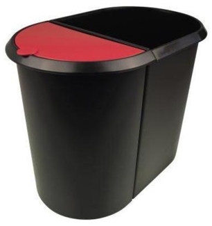 Helit 'Duo-System' Papierkorb, Kunststoff, 29 (20 + 9) Liter, Rot / Schwarz