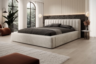 Polsterbett Doppelbett PEORIA Komplettset 140x200cm in Stoff Macau Pearl
