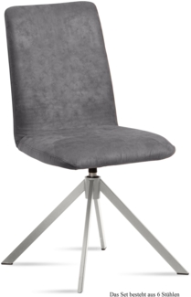 Esszimmerstuhl drehbar (6er-Set) Dozene 47 x 92 x 60 Edelstahl/Grau