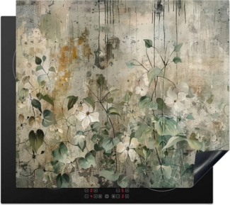 MuchoWow Herd-Abdeckplatte Blumen - Blätter - Abstrakt - Modern, Vinyl, (1 tlg), Küche Herdabdeckung Ceranfeld Induktionsfeld Vinyl, 60x60 cm