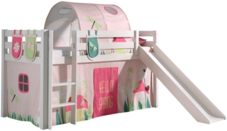 Kinderbett mit Rutsche Karolina Massivholz Weiß Textilset Spring 4