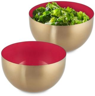 2 x Salatschüssel Edelstahl rot-gold 10042522