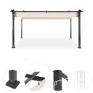 Blumfeldt Pavillon 3x4 m, Rostfreier Metall-Pavillon mit Einziehbarem Dach, Pavillon Wasserdicht, Stabil & Winterfest, Langlebige Pergola Freistehend, Gartenpavillon mit UV-Schutz & Aluminium-Rahmen