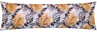 Heubergshop Seitenschläferkissenbezug, (1 Stück), 40x145 cm Blätter Grau Schwarz Orange 100% Baumwolle (KY-660/1)