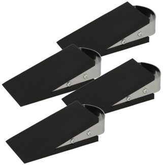 Westcott Türstopper in Keilform Schwarz 4 Stück | Gummi Türstopper mit Edelstahl Griff | Rutschfeste Unterfläche | Passend für alle Türen und Böden | 12cm x 5cm x 3cm | E-19000 00