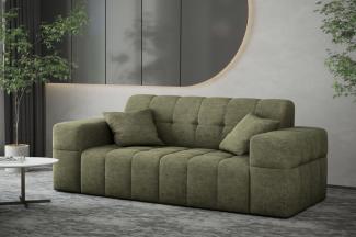 Sofa Designersofa NANCY 2-Sitzer in Stoff Perfekt Harmony Olivgrün