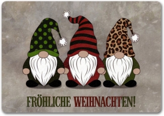 speecheese Fußmatte Drei Wichtel - Fröhliche Weihnachten Fußmatte in 35x50 cm ohne Rand