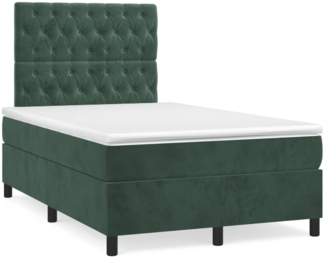 vidaXL Boxspringbett mit Matratze Dunkelgrün 120x200 cm Samt 3143196