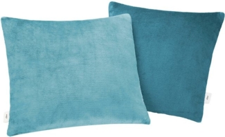 s.Oliver Doublesoft Kissenbezug 50x50 cm - super kuschelig & weich, Polyesterflausch 2 Stück Petrol blau