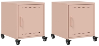 vidaXL Nachttische 2 Stk. Rosa 36x39x43,5 cm Stahl 846617