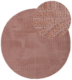 carpetfine Teppich Holly 4 - Soft Touch Microfaser Teppich, rund, Höhe: 12 mm, Boho Scandi, weiche dichte getuftete Hoch-Tief-Struktur, Wohnzimmer