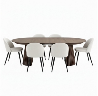 ebuy24 Essgruppe Tokyo Essgruppe Esstisch smoked, 6 Stühle aus beig, (7-tlg)