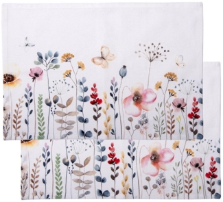 Clayre & Eef Platzset Flowerbomb, (Set, 2-St, 2-teilig), Tischsets Platzsets (2 Stück) Platzdeckchen ca. 48x33cm Baumwolle