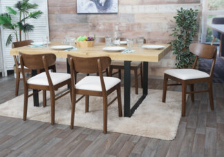 6er-Set Esszimmerstuhl HWC-M59, Küchenstuhl Stuhl, Stoff/Textil Massiv-Holz ~ dunkles Gestell, creme