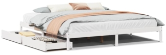 vidaXL Massivholzbett ohne Matratze Weiß 180x200 cm Kiefernholz 3301443