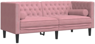 vidaXL Chesterfield-Sofa mit Nackenrollen 2-Sitzer Rosa Samt 372686