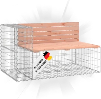 DELUKE® Gartenbank Gabionen INO aus Stahl 122x71x65,5cm Massivholz Douglasie Gabionenbank Gartenbank mit Sitzfläche aus Gabionen Steinkorb Gabionengitter Ziergabione Drahtkorb befüllbar