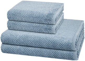 Cawö Pure 4 tlg. Frottier-Set - 2 X Handtuch (50 X 100cm), 2 X Duschtuch (80 X 150cm) - 494 g/m2 - Sea