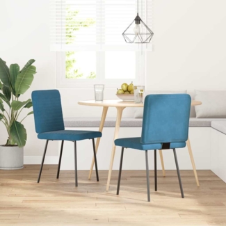 vidaXL Esszimmerstühle 2 Stk. Blau Samt 4101143