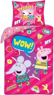 Peppa Pig Bettwäsche Set aus Baumwolle Bettdeckenbezug 140 × 200 cm mit 70 × 90 cm Kissenbezug