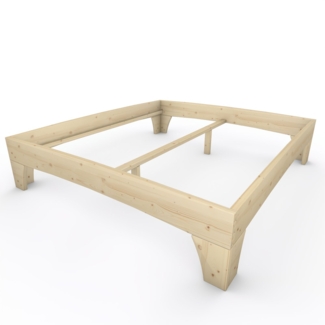 Holzbett (Fichte) "Rosi" 200 x 220 cm 48 cm ohne Kopfteil Massivholzbett Bett