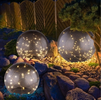 GLOBO LIGHTING LED Außen-Stehlampe, LED-Leuchtmittel fest verbaut, Warmweiß, Solarlampe Gartendeko Solarkugeln Außen LED Gartenlampe Erdspieß