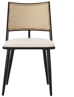 Flieks Esszimmerstuhl (Set, 4 St), 4er Set Polsterstühle mit Rattan-Rückenlehne Kunstleder, Metallbeine