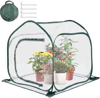 LINSOCLE Überwinterungszelt Pop Up Gewächshaus Winter Frostschutz 80x80x80cm