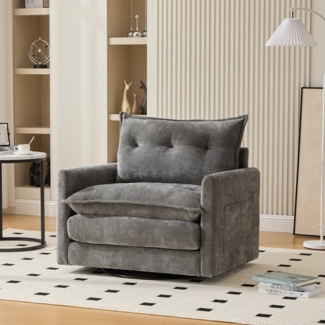 Celya Drehsessel 360° drehbarer Loungesessel mit Armlehnen (ideal für Entspannung und Unterhaltung, Sessel im modernen Stil mit Kissen), großes Einzelsofa für Wohnzimmer, Schlafzimmer, Arbeitszimmer und Büro