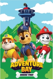 Wohndecke Paw Patrol Adventure Bay Fleecedecke 100x150cm, PAW PATROL, Geschenkidee für Mädchen und Jungen