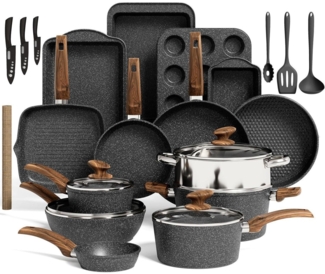 30-teiliges Granit-Kochgeschirr & Backgeschirr-Set, antihaftbeschichtet