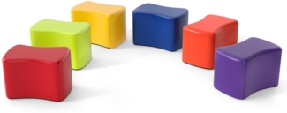 Modulare Hocker für Kinder 6 Schmetterlingshocker mit abnehmbarem Bezug aus Kunstleder Bunt