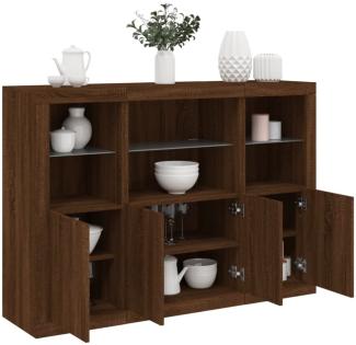 vidaXL Sideboards mit LED-Leuchten 3 Stk. Braun Eichen-Optik 3209113