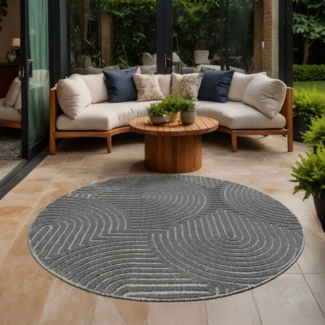 Sanat Teppich Berlin, rund, Höhe: 6 mm, In -und Outdoor geeignet, Außenbereich,Terasse, Balkon, modern