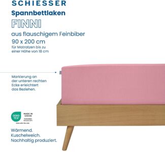 Schiesser Feinbiber Spannbettlaken Finni aus wärmender Baumwolle, Farbe:Altrosa, Größe:90x200 cm