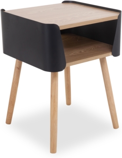 Nachttisch Birte / 300.001740, Holzwerkstoff, Stahl, Schwarz, Holzfarben, 40 x 55 x 40 cm