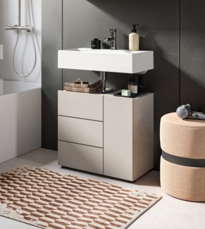 welltime Waschbeckenunterschrank BIEL, Breite: 60 cm, 2 Türen, 2 Fächer, Siphonausschnitt (1-St) Waschbeckenunterschrank, Unterschrank, WBU, Badezimmer, Bad