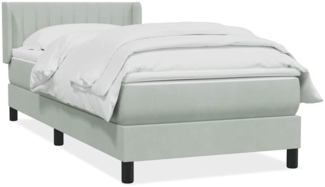 vidaXL Boxspringbett mit Matratze Hellgrau 90x210 cm Samt 3318267