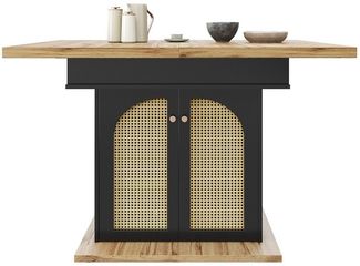 REDOM Esstisch klappbarer Küchentisch (Ausziehbarer Esstisch mit PE-Rattan-Türen (110-140x80cm) – Beidseitig erweiterbar, platzsparend für Küche und Wohnzimmer, 1-St)