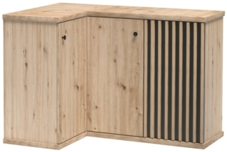 Lomadox Kommode CALLAO-161, Eiche mit schwarz, Kommode, Anrichte mit 3 Türen