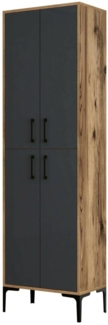 Dmora Großer Mehrzweckschrank Amata, Multifunktionale Möbel, Schuhschrank, Besenschrank, 60x35h200 cm, Walnuss und Anthrazit