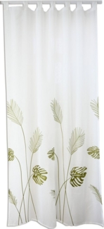 Clever-Kauf-24 Gardine Schlaufenschal mit Schlaufen und Gardinenband BxH 140x245 Monstera, Schlaufen, transparent, bestickt