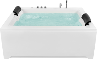 Whirlpool Badewanne weiß mit LED rechteckig 183 x 142 cm SALAMANCA