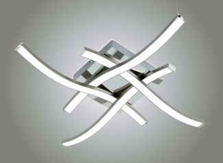 TRANGO LED Deckenleuchte, 3132XXL Design LED-Deckenleuchte Serie *WAVE* I 4 Flammen I dimmbar I modern & chic I in Wellenform I Deckenlampe I 4x6 Watt LED Modul I 4x600 Lumen I 3000K warm-weiß, Nickel matt & Chrom