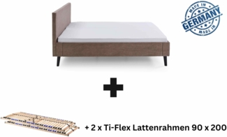 Polsterbett 180 x 200 Bettgestell Bett Doppelbett mit Kopfteil Taupe Made in Germany inkl. Lattenrahmen / ohne Matratze